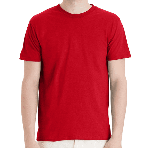 Hanes Short Sleeve T-Shirt - Athletic Red, Men Crewneck Comfortable Classic Fit Tee, S