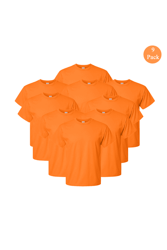 Short Sleeve T-Shirt, High Vis Men’s Comfortable Fit Safety Orange Shirt, 9 Pack, Sizes S-5XL