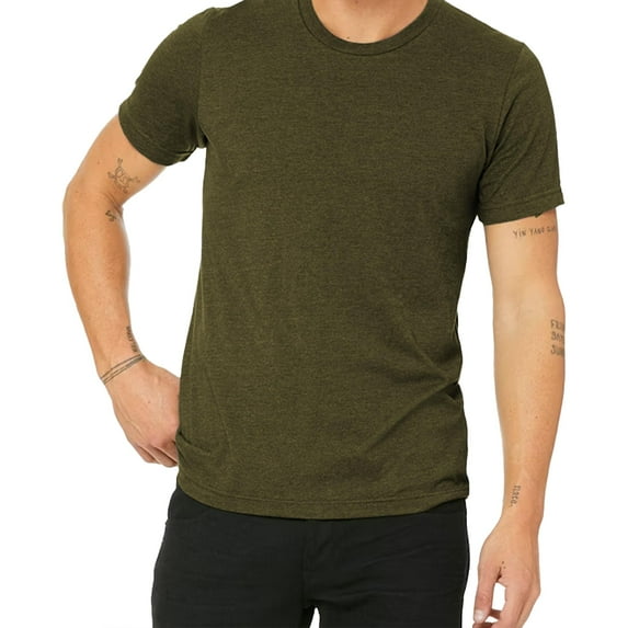 Hanes Short Sleeve T-Shirt - Military Green Heather, Men Crewneck Comfortable Classic Fit Tee, M