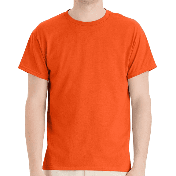 Hanes Men's Short Sleeve T-Shirt, Ecosmart Crewneck Shirt Casual Orange Single Tees, Size 2XL