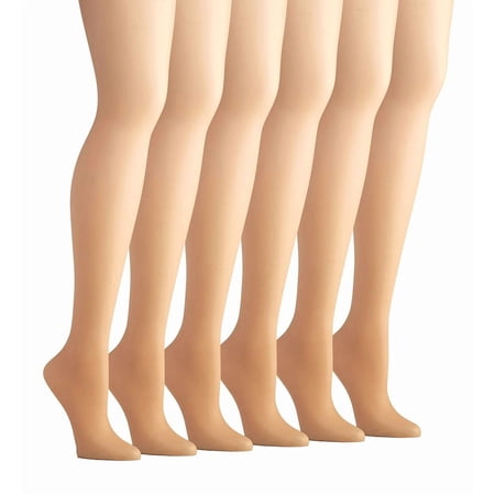 Women's Hanes C60717 Silk Reflections Control Top Sandalfoot Tights 6PK (Little Color A/B)