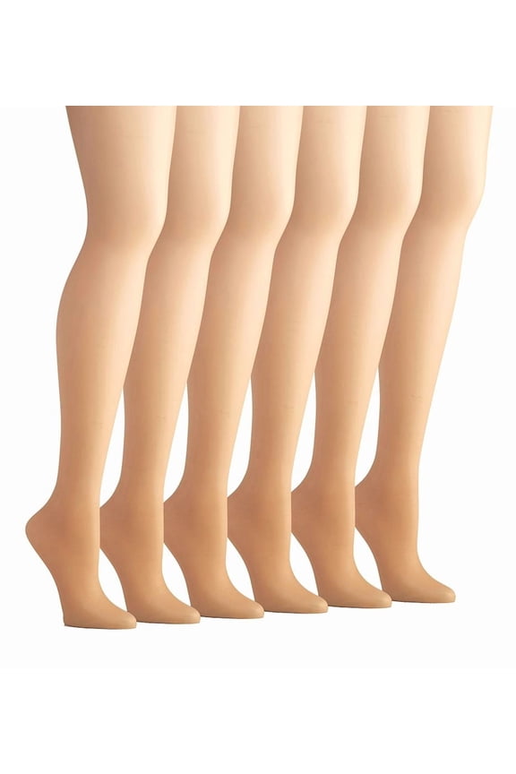 Women's Hanes C60717 Silk Reflections Control Top Sandalfoot Tights 6PK (Little Color A/B)