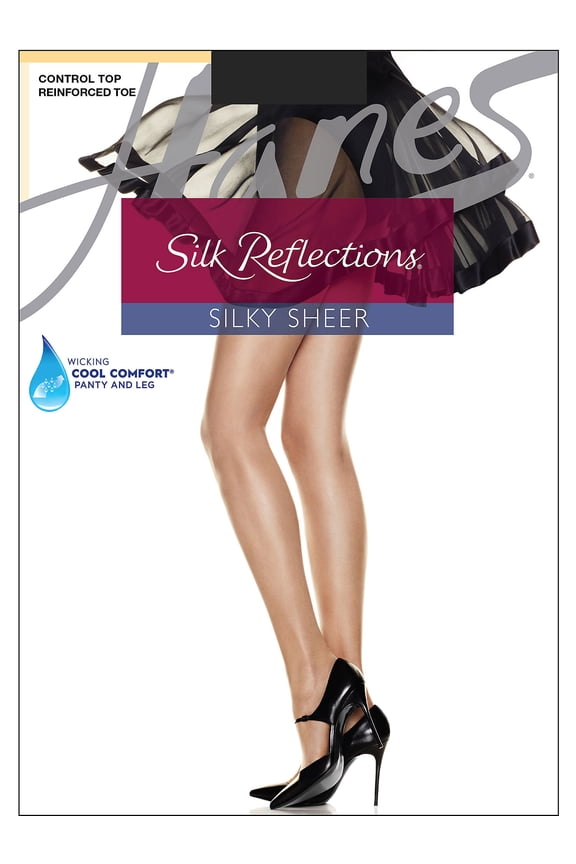 Silk Reflections Control Top Pantyhose with Reinforced Toe Jet AB Women's
