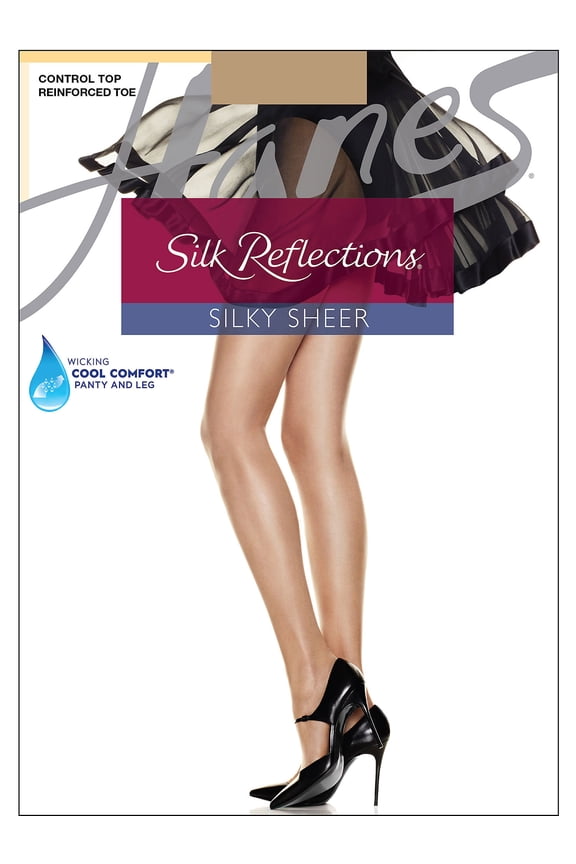 Silk Reflections Control Top Pantyhose with Reinforced Toe Little Color EF Women's