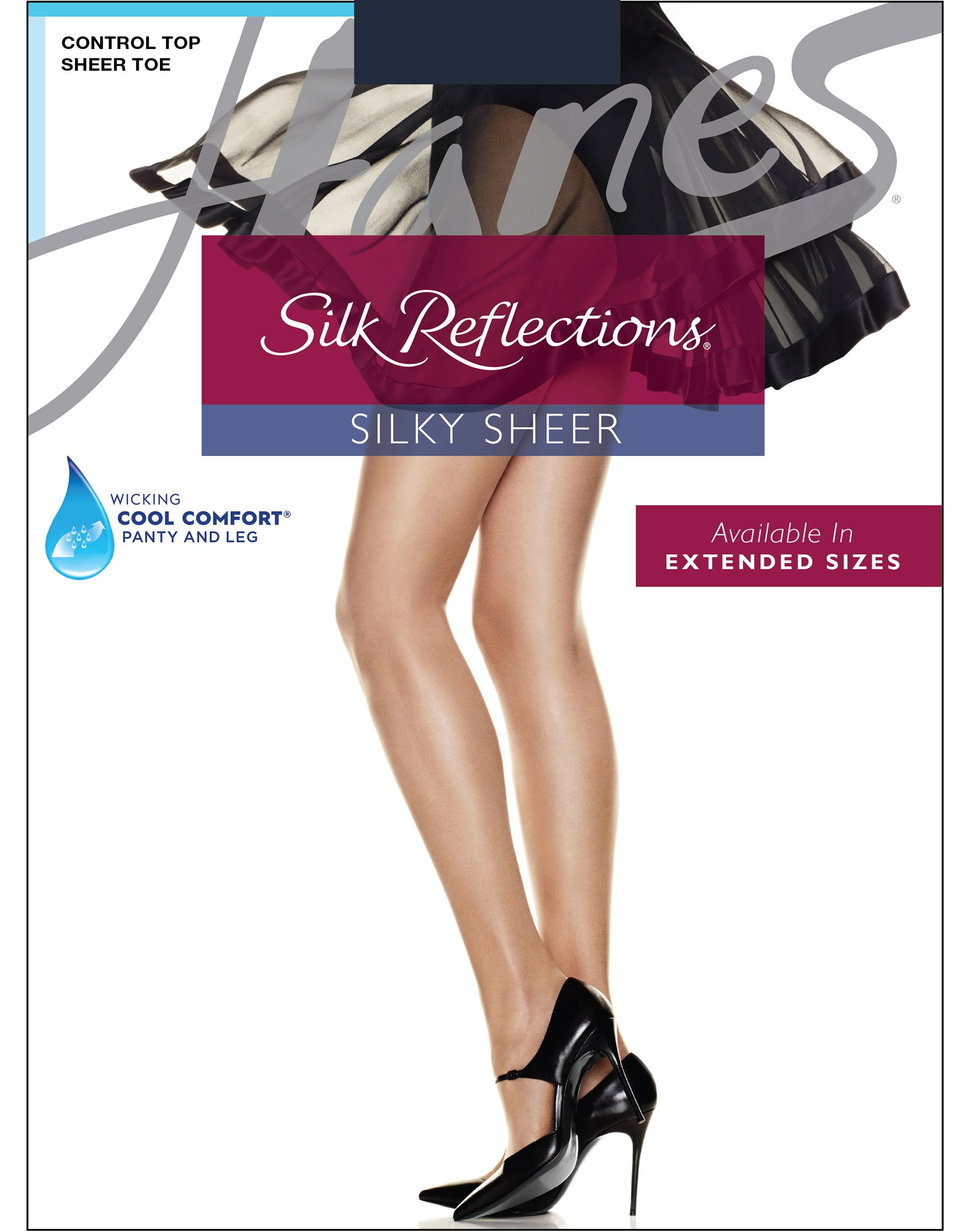 Hanes Silk Reflections Control Top Pantyhose with Sheer Toe Transparent CD  Women's 