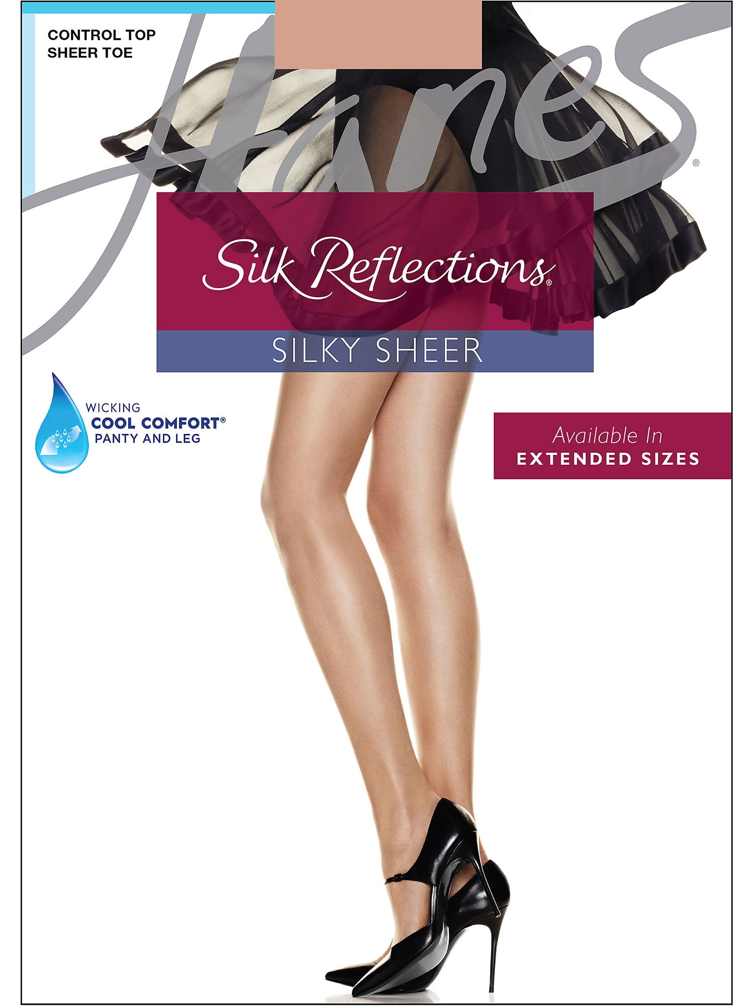 Silk Reflections Sheer Run Resist Control Top  Pantyhose, Confident wear,  Orange high heels