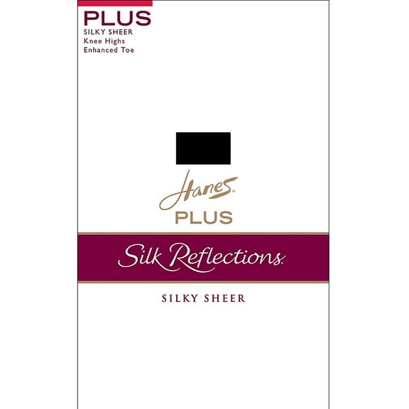 Hanes Silk Reflections Knee Highs, Enhanced Toe, 2-Pack (Plus Size) Travel Buff ONE Women's