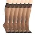 thumbnail image 1 of Hanes Silk Reflections Knee Highs, Reinforced Toe, 6-Pack Jet ONE SIZE Women's, 1 of 5