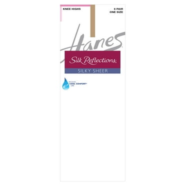 Hanes Silk Reflections Knee Highs, Reinforced Toe, 6-Pack Little Color ONE SIZE Women's
