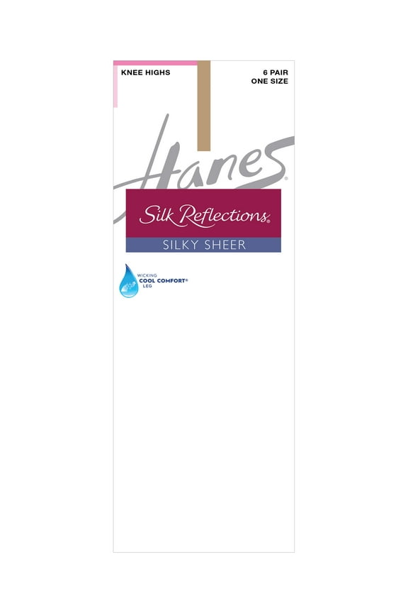 Silk Reflections Knee Highs, Reinforced Toe, 6-Pack Little Color ONE SIZE Women's