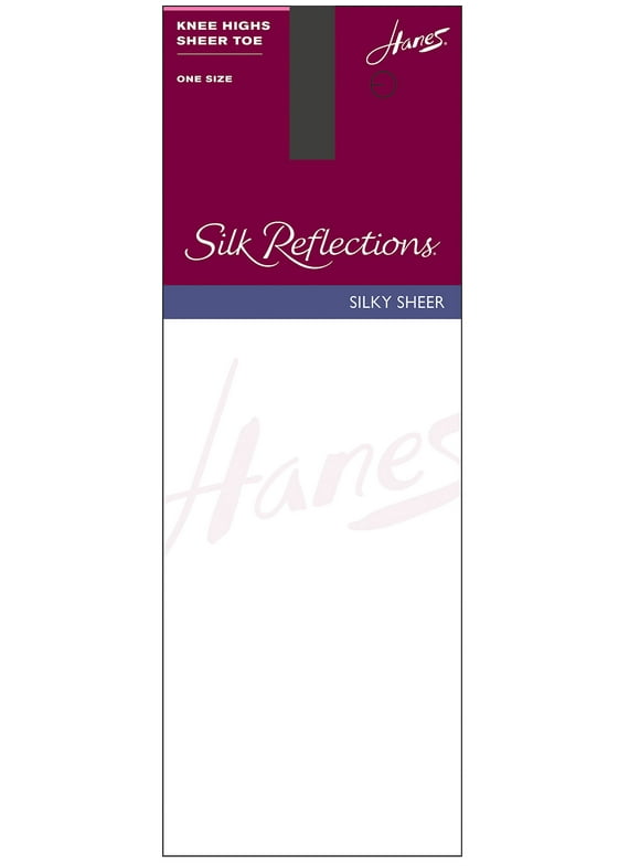 Hanes Silk Reflections Knee Highs, Sandalfoot 6-Pack Barely Black ONE SIZE Women's