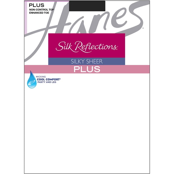 Hanes Silk Reflections Pantyhose with Enhanced Toe (Plus Size) Jet PPET Women's