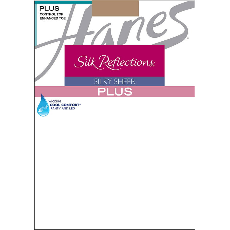 Hanes Silk Reflections Plus Control Top Enhanced Toe Pantyhose 3-Pack  Barely There 4-5P Women's