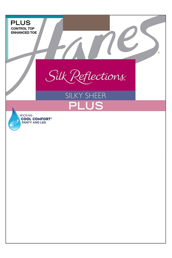 Silk Reflections Plus Control Top Enhanced Toe Pantyhose 3-Pack Town Taupe 3PLUS Women's