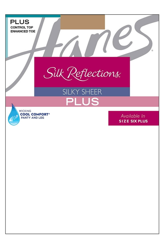 Silk Reflections Plus Sheer Control Top Enhanced Toe Pantyhose