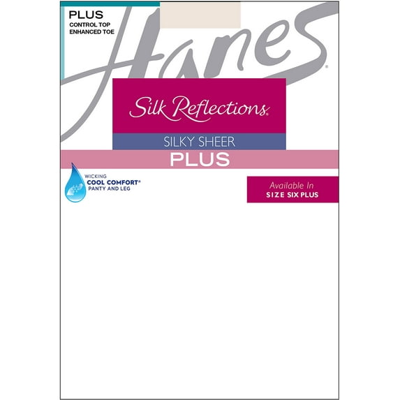 Hanes Silk Reflections Sheer Control Top Pantyhose, Enhanced Toe (Plus Size) Pearl 4-5P Women's