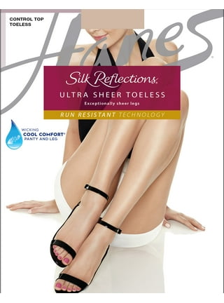 Hanes Silk Reflections Sheer Toe Pantyhose Jet CD Women's 