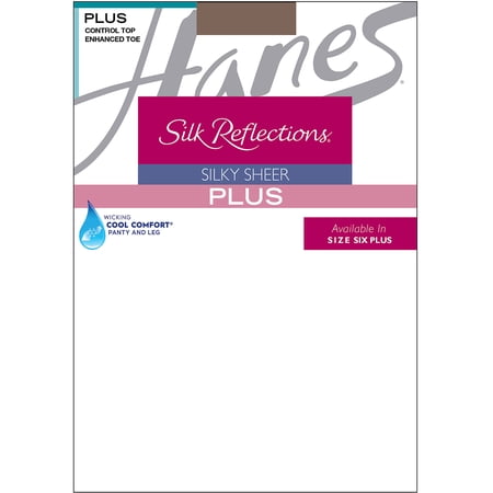 Hanes Silk Reflections Womens Plus-Size Control Top Enhanced Toe Pantyhose