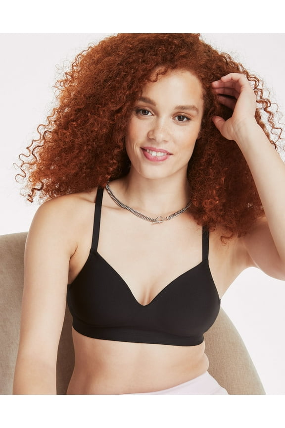 SmoothTec Women's Wireless Bra, ComfortFlex Fit Black Embellished XL