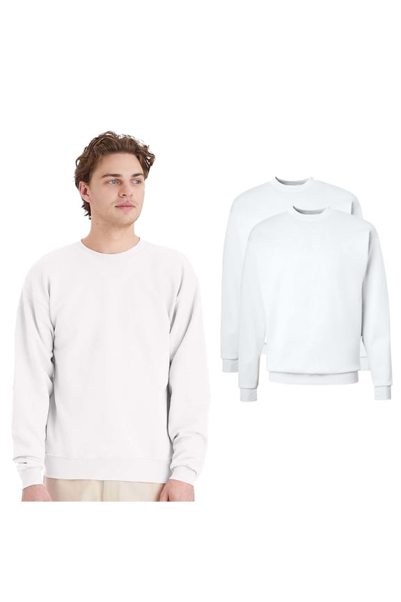 Soft Sweatshirt for Unisex | Fleece Crewneck Warmth Pullover Casual Sweater, White Color 7.8 oz 50/50 US grown Cotton/Polyester Soft Sweatshirt, Size 4XL, Pack of 2