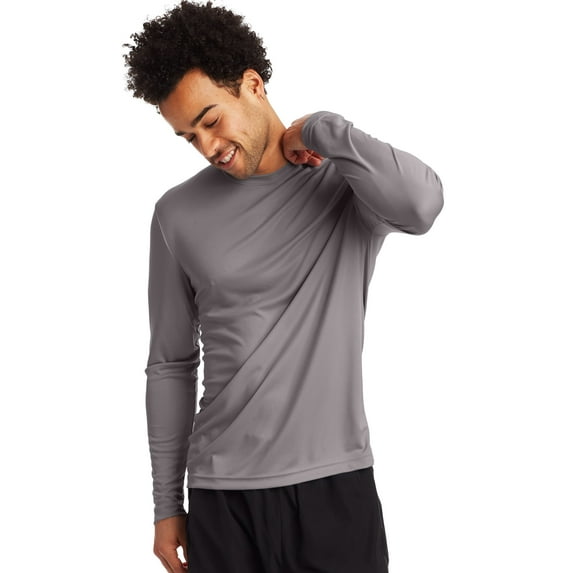Hanes Sport Cool DRI Men's Performance Long Sleeve T-Shirt, Value 2-Pack Graphite/Navy 2XL