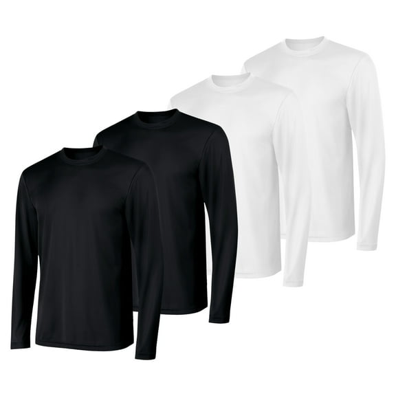 Hanes Sport Cool DRI Men's Performance Long Sleeve T-Shirt, Value 4-Pack Black/Black/White/White L