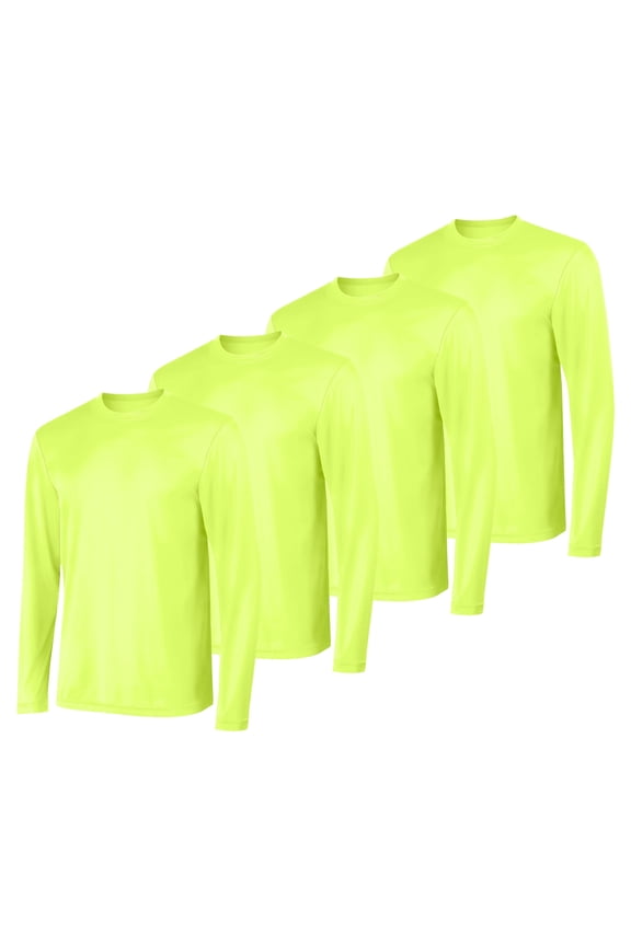 Sport Cool DRI Men's Performance Long Sleeve T-Shirt, Value 4-Pack Safety Green XL