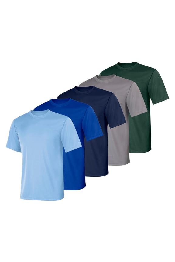 Sport Cool DRI Men's Performance T-Shirt, Value 5-Pack Light Blue/Deep Royal/Navy/Graphite/Deep Forest 2XL