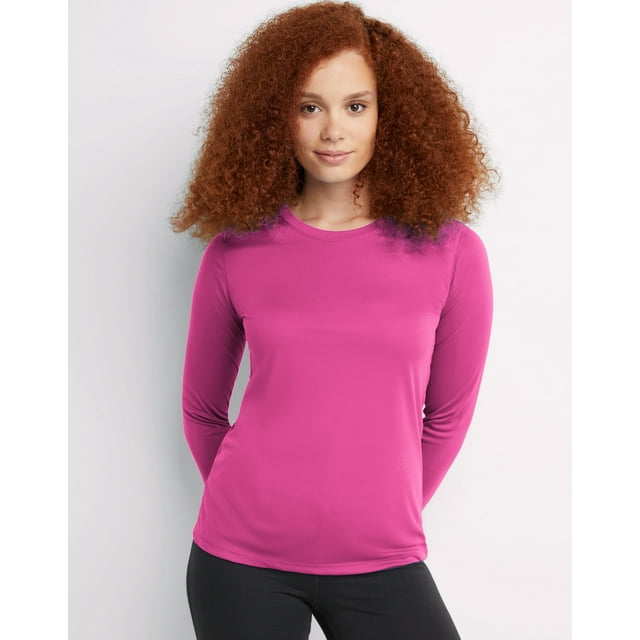 Hanes Sport Cool DRI Women's Performance Long Sleeve T-Shirt Fresh Berry S