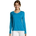 thumbnail image 1 of Hanes Sport Cool DRI Women's Performance Long Sleeve V-Neck T-Shirt Underwater Blue Heather M, 1 of 6