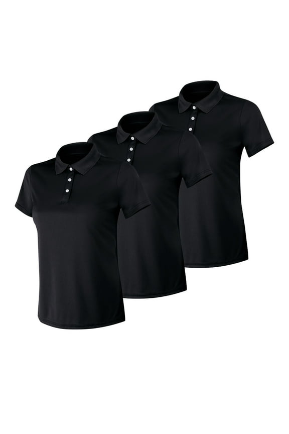 Sport Cool DRI Women's Performance Polo Shirt, 3-Pack Black/Black/Black L