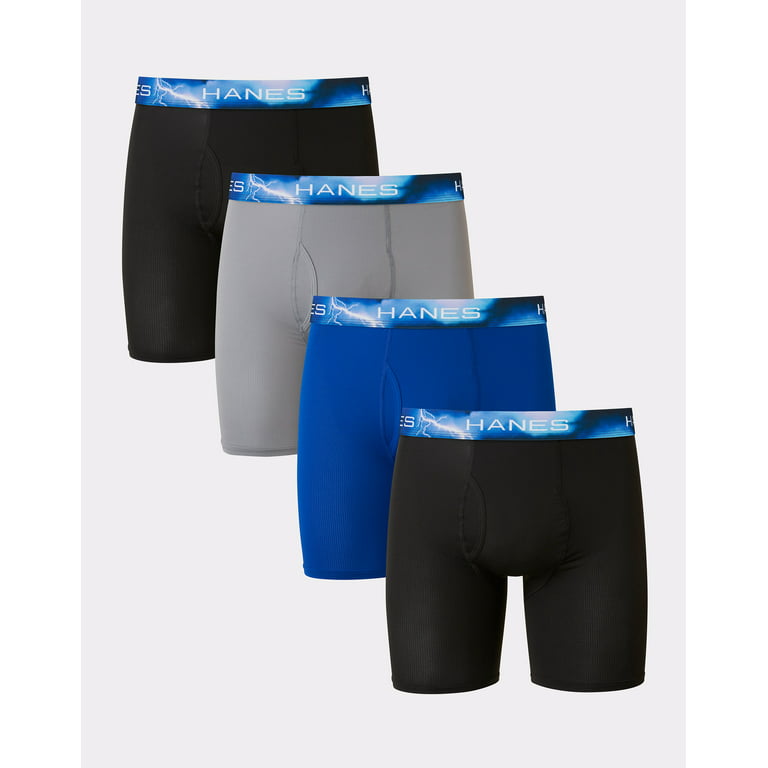 Hanes Sport Men’s Air Mesh Long Leg Boxer Brief Underwear, X-Temp, 4-Pack  Assorted XL