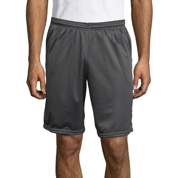Hanes Sport Men's Mesh Athletic Shorts with Pockets, 9" Railroad Gray L