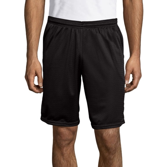 Hanes Sport Men's Mesh Athletic Shorts with Pockets, 9" Ebony XL