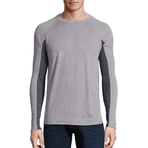 Hanes Sport Men's and Big Men's X-Temp Performance Long Sleeve Training Tee, Up to Size 2XL
