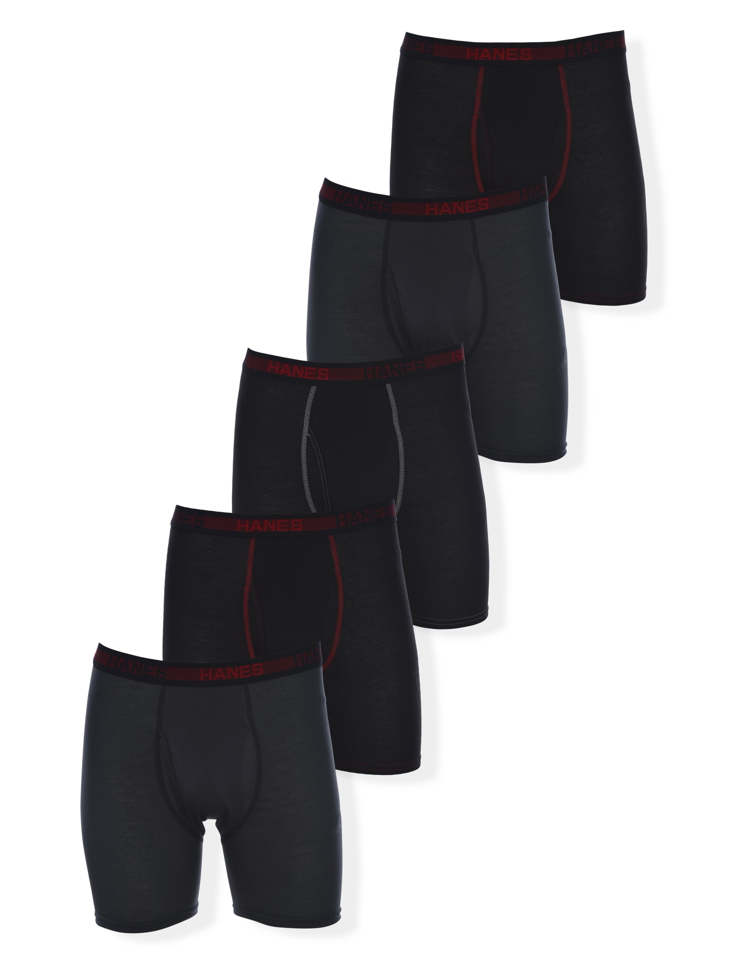 Hanes Men's Sport Boxer Briefs 5-Pack, Dri Fit Moisture Wicking ...