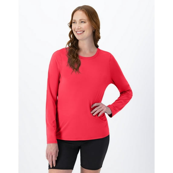 Hanes Sport Cool DRI Women's Performance Long Sleeve T-Shirt Razzle Pink 2XL