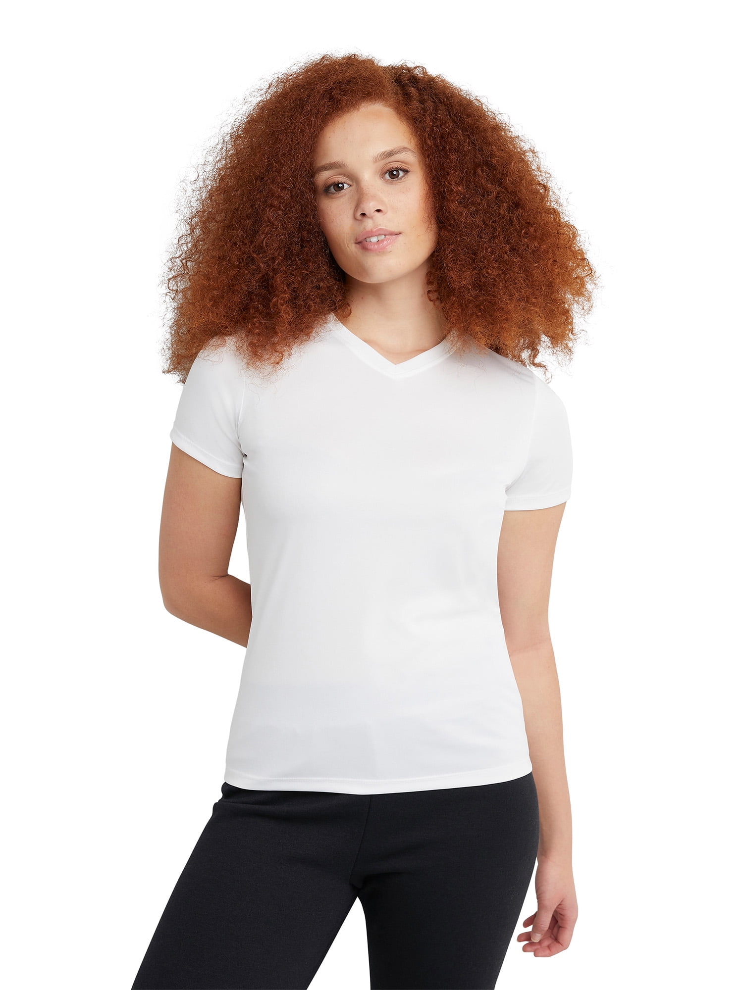 Hanes Sport Women's FreshIQ Cool DRI Performance Short Sleeve V-Neck  T-Shirt 