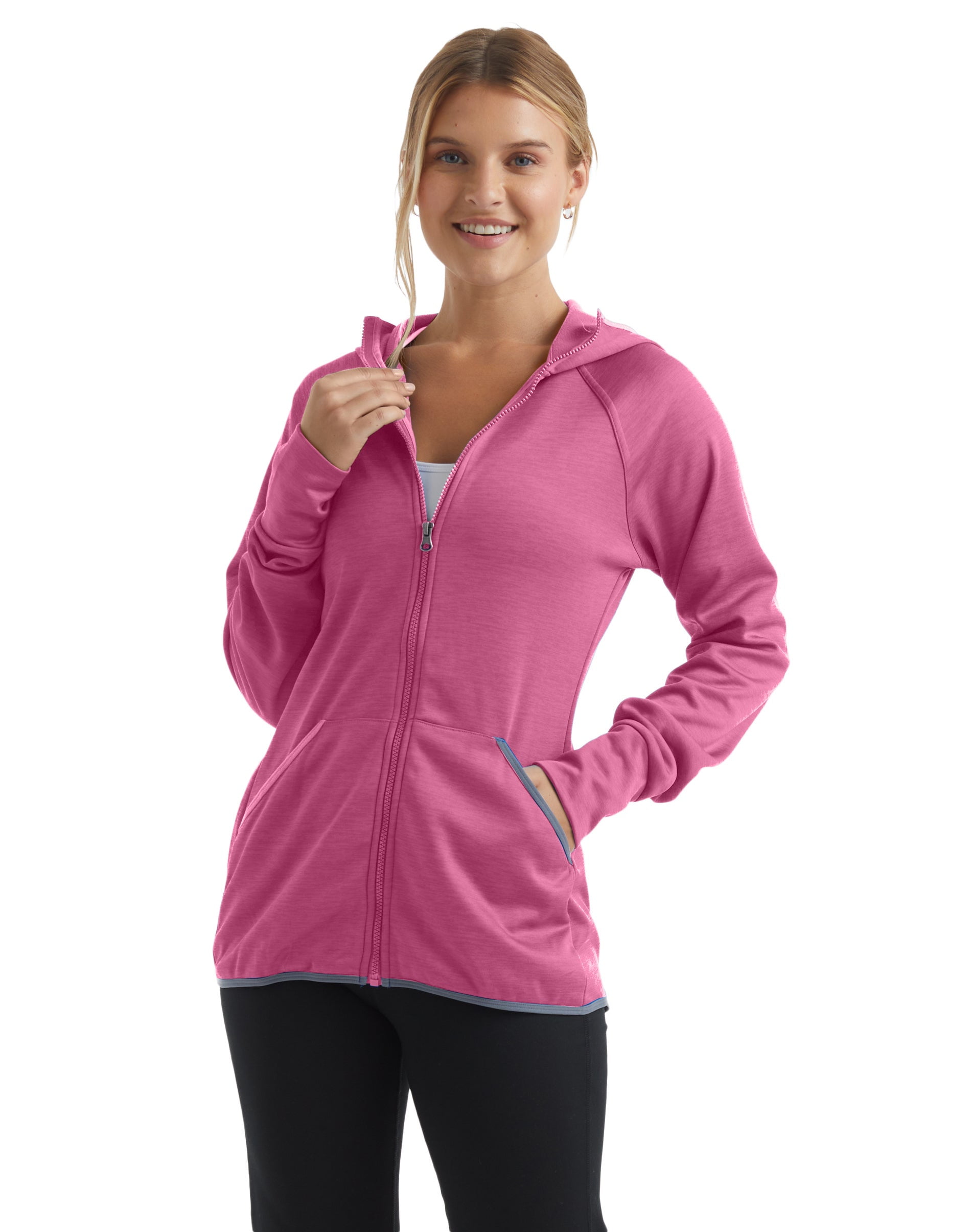 Hanes Sport Women's Full-Zip Fleece Hoodie Fresh Berry Heather 2XL -  Walmart.com