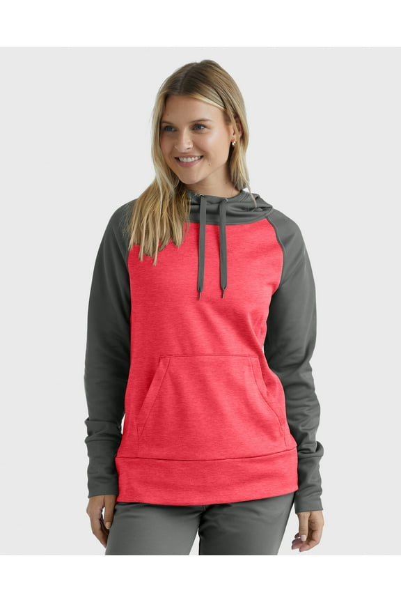 Sport Women's Performance Fleece Hoodie Dada Grey/Razzle Pink Heather M
