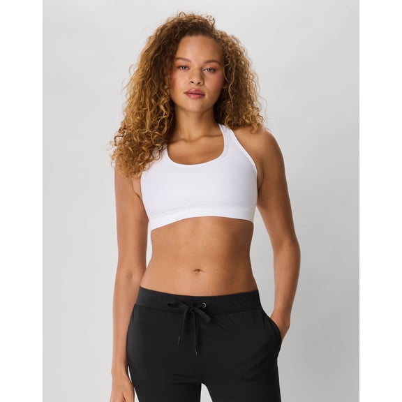 Hanes Sport Women's Racerback Sports Bra with Compression White L