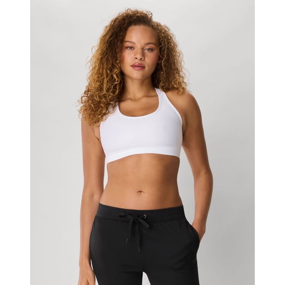 Hanes Sport Women's Racerback Sports Bra with Compression White L