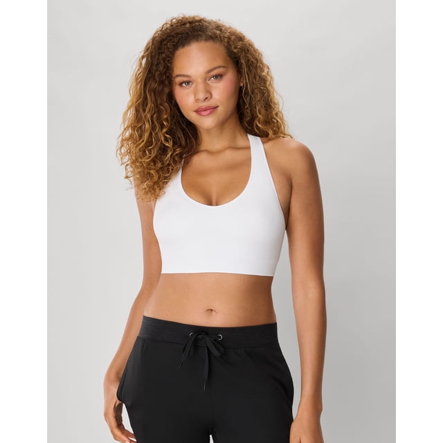 Hanes Sport Women's Seamless Racerback Sports Bra White M