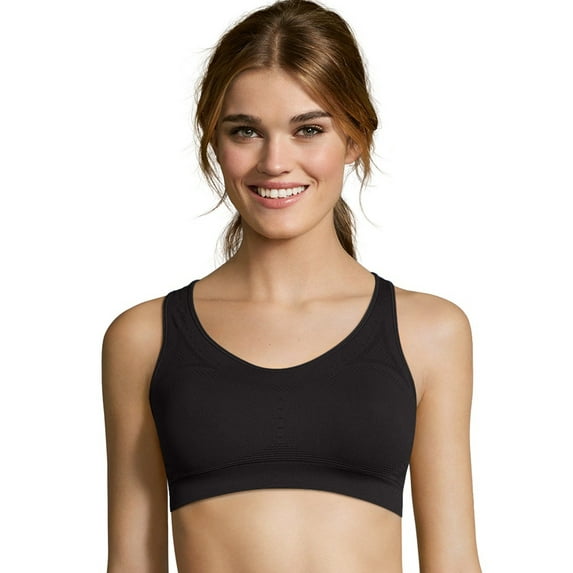 Hanes Sport Women's Seamless Racerback Sports Bra Ebony 2XL