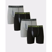 Hanes Sport X-Temp Men’s Cotton Boxer Brief Underwear, Black/Grey, 4-Pack XL