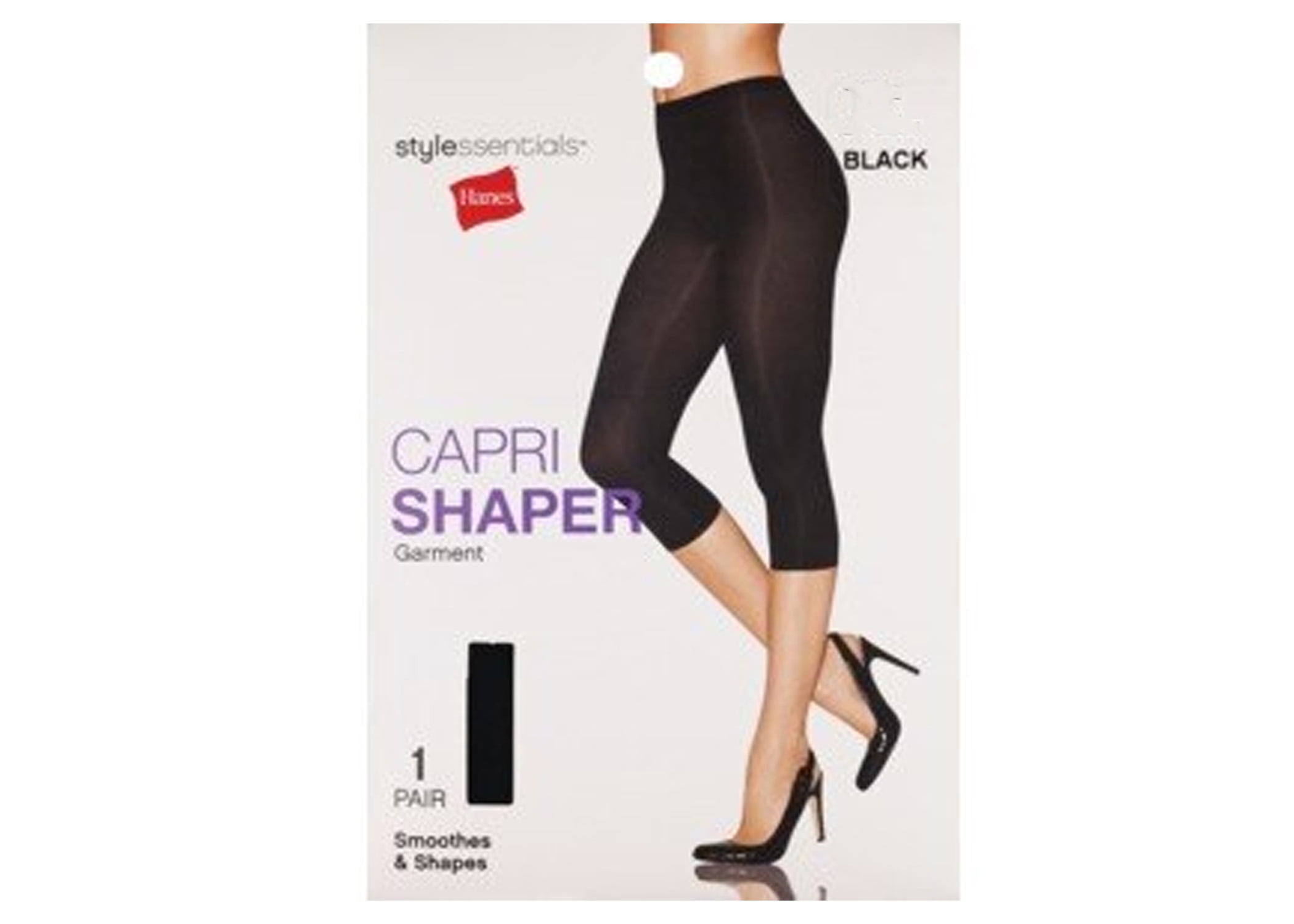 Hanes Style Essentials Shaper Garment Capri Black, Large