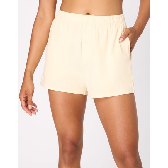 Hanes SuperSoft Women's Boxer Pajama Shorts, Originals , Viscose from Bamboo Moon Mist Yellow XS