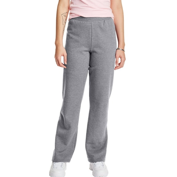 Hanes Sweatpants Women's Fleece Open Bottom Midweight EcoSmart  Elastic Waistband