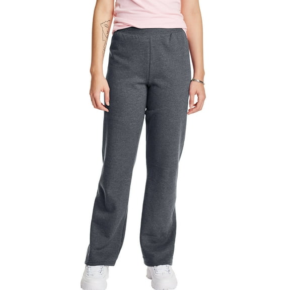 Hanes Sweatpants Women's Fleece Open Bottom Midweight EcoSmart  Elastic Waistband