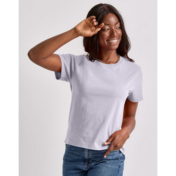 Hanes T-Shirt Short Sleeve Tee Essentials Womens Midweight Crewneck 100% Cotton